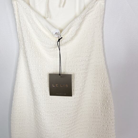 New Le Lis Collection Small S Ivory Smocked Halter Neck Mini Dress Summer Casual - Picture 9 of 12